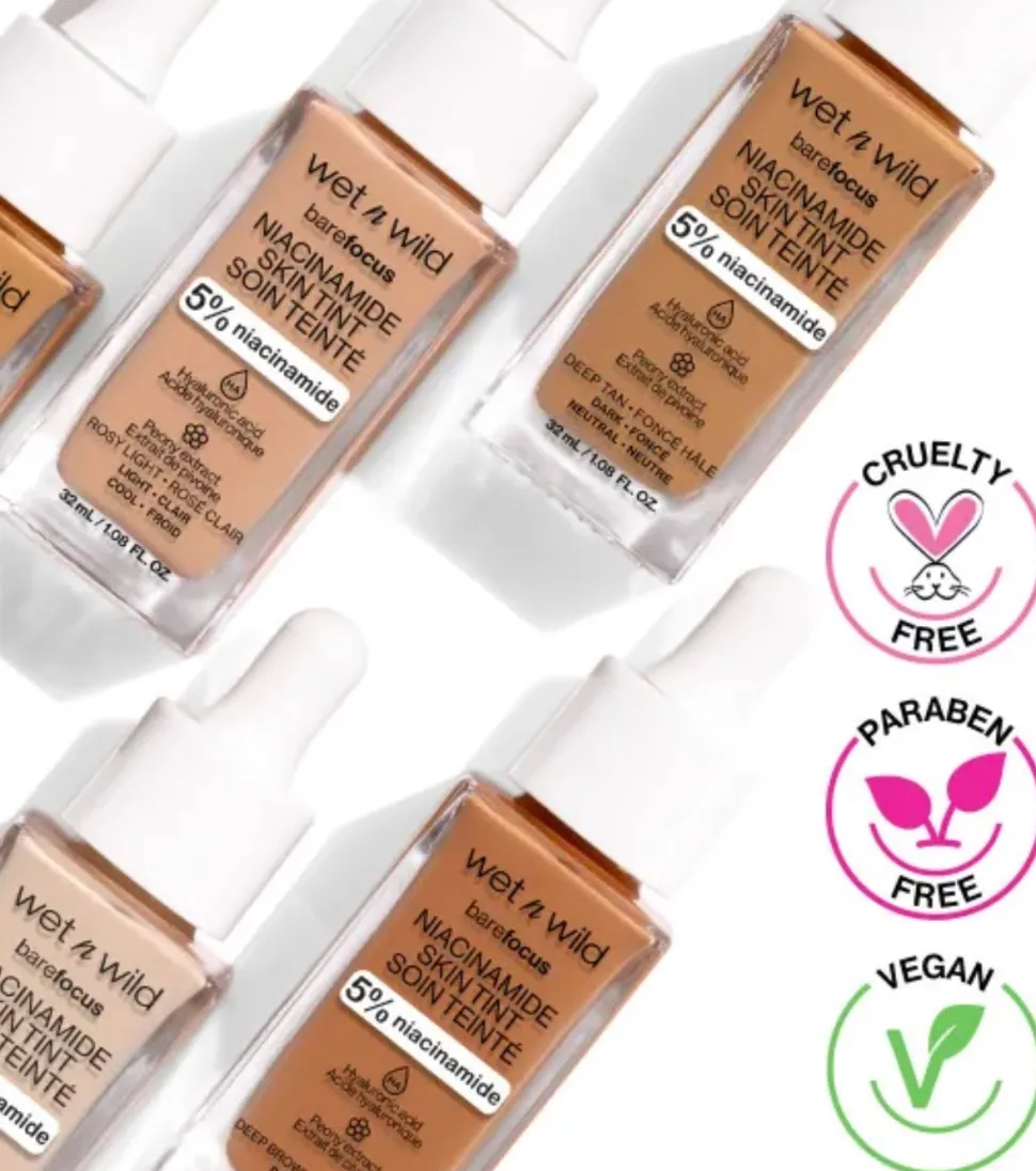 Wet N Wild - Base de maquillaje Bare Focus Niacinamide Skin Tint - Light Medium