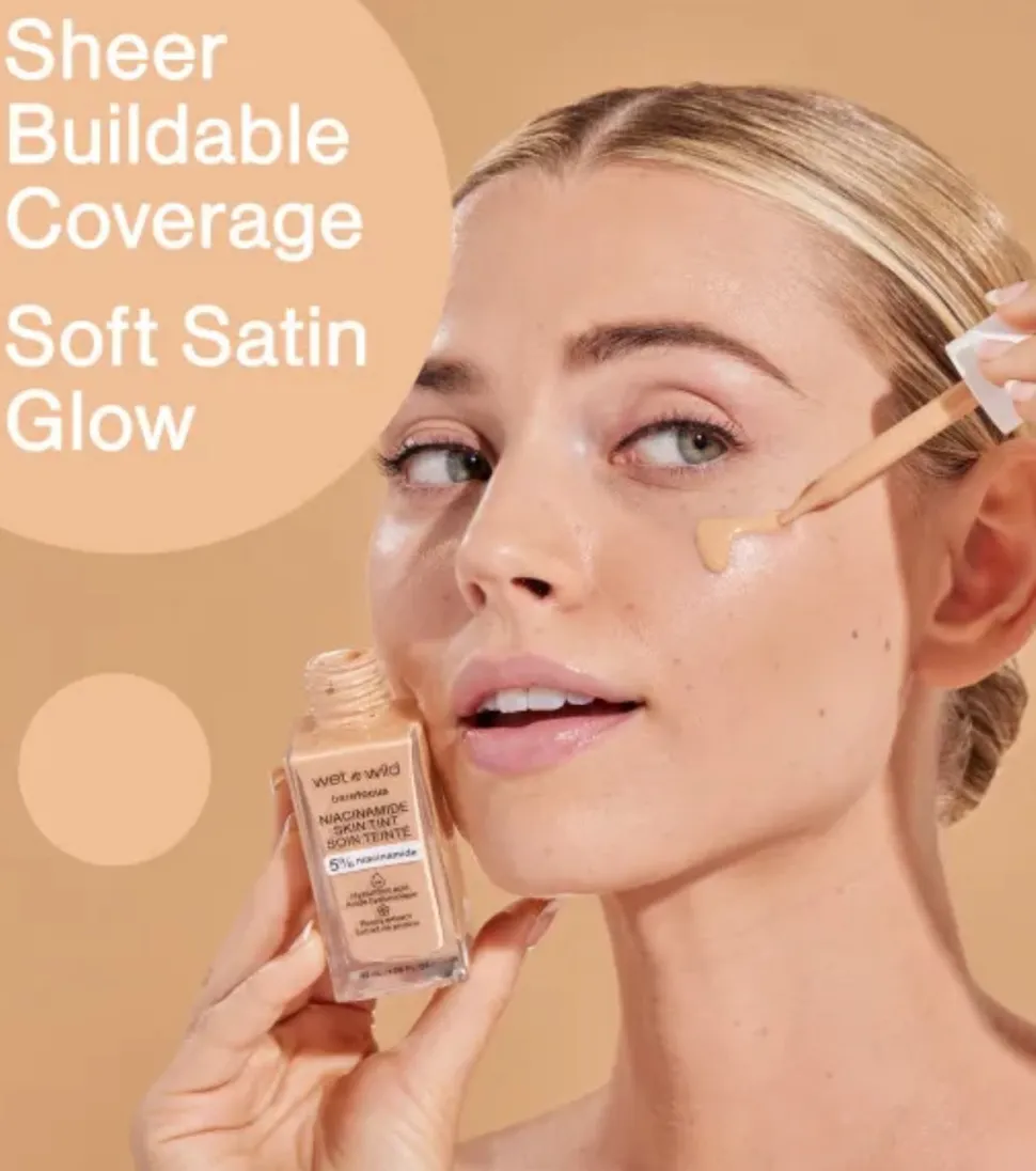 Wet N Wild - Base de maquillaje Bare Focus Niacinamide Skin Tint - Fair Beige